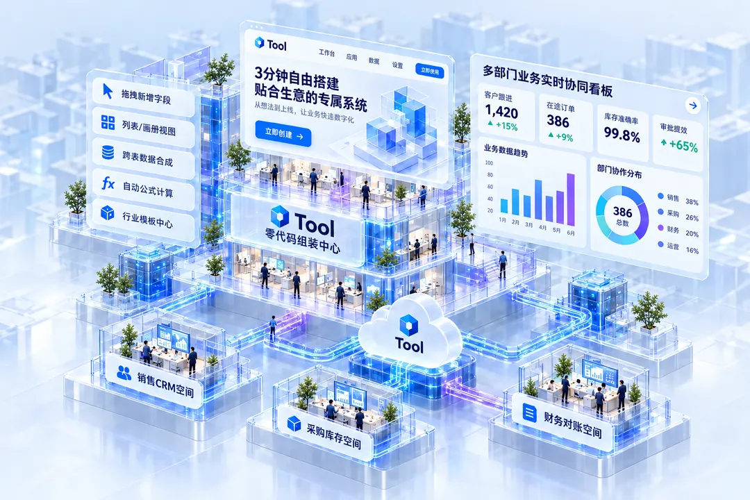 25_右侧独立3D大图_Tool零代码组装中心全景插画